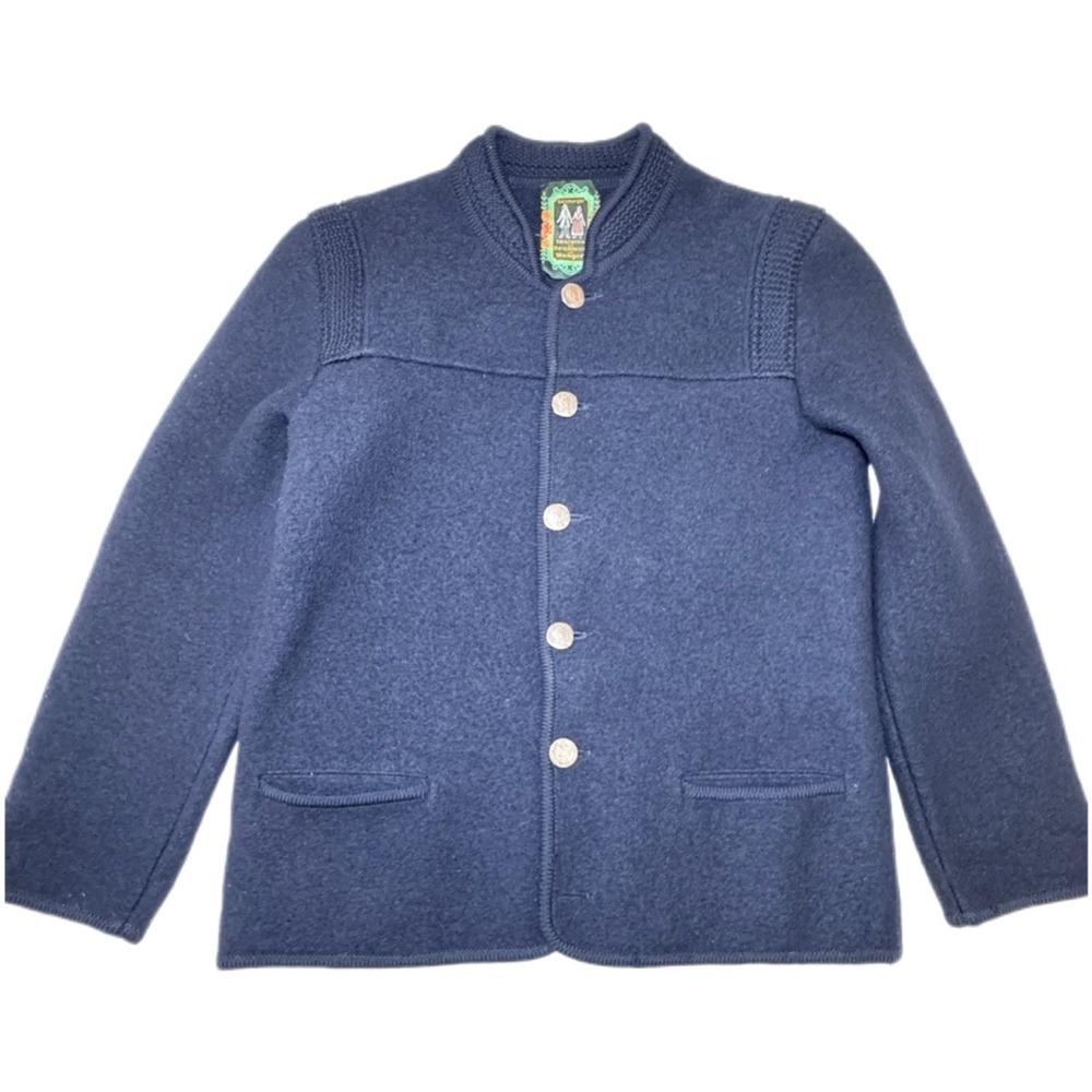 Navy Wool Blend Button-Front Blazer Jacket - image 1